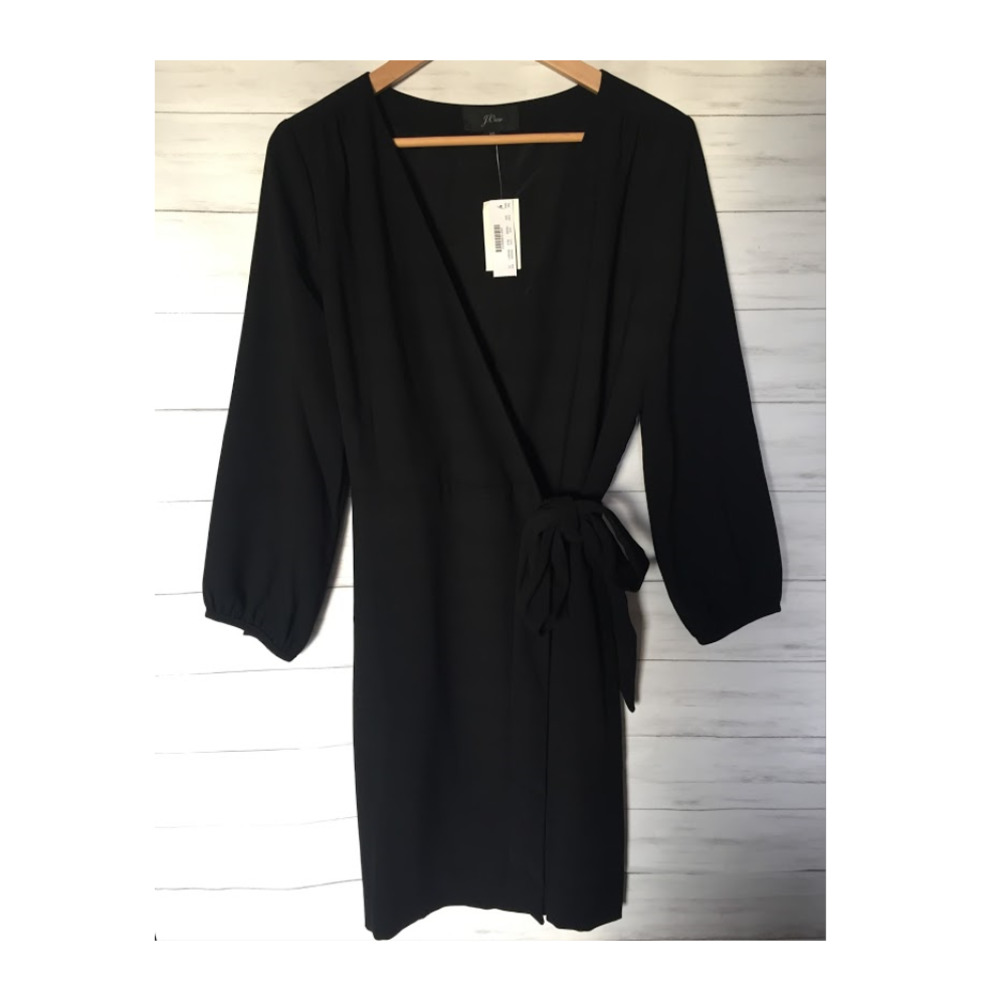 J. Crew | 365 Crepe Black Wrap Dress NWT - Picture 3 of 7